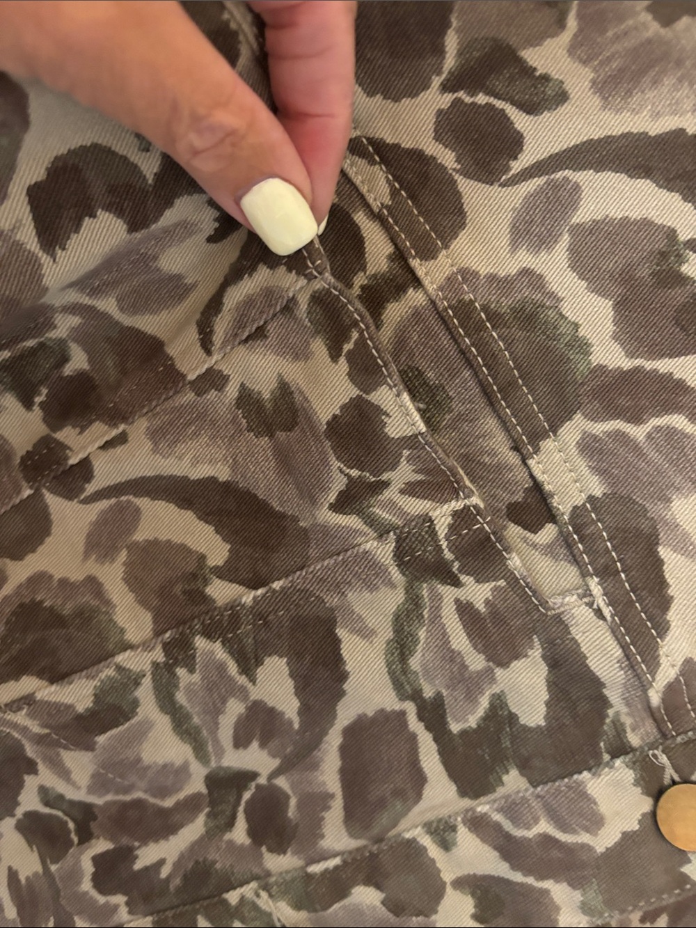 NWT Democracy Green/Beige/Brown Camo Inspired Jean Jacket SZ XL - Picture 3 of 16